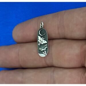 Sterling Silver Luna Moth and Moonflower Charm, Luna Moth Moonflower Charm